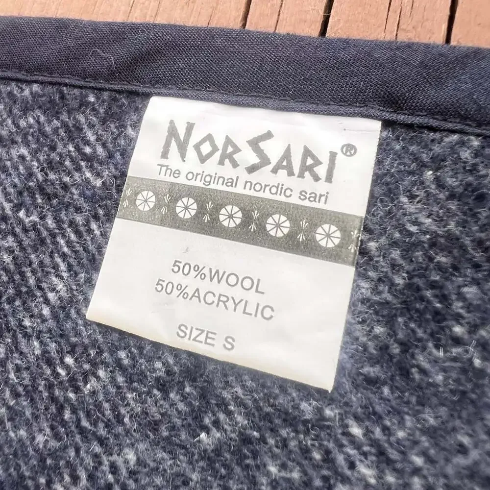 Norsari Nordic Sari Size Small Indigo Herringbone Wool Acrylic Wearable Blanket